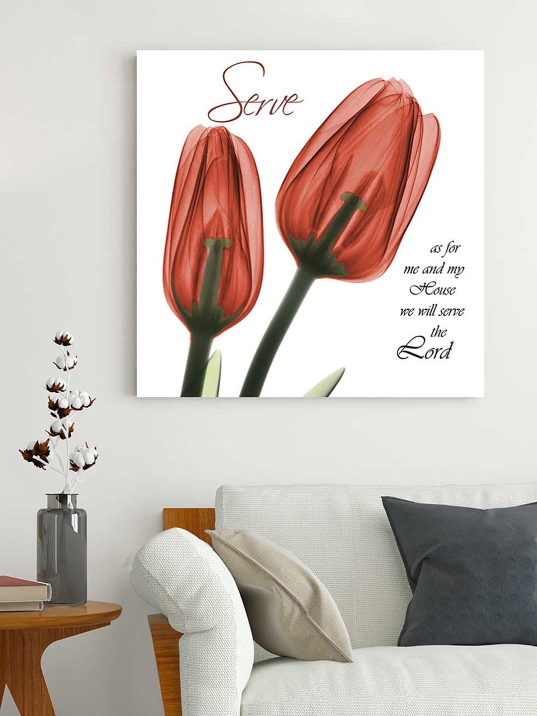 

Art Street Red Tulips Serve Poster Printed Flower Modern X-Ray Canvas Wall Painting, White