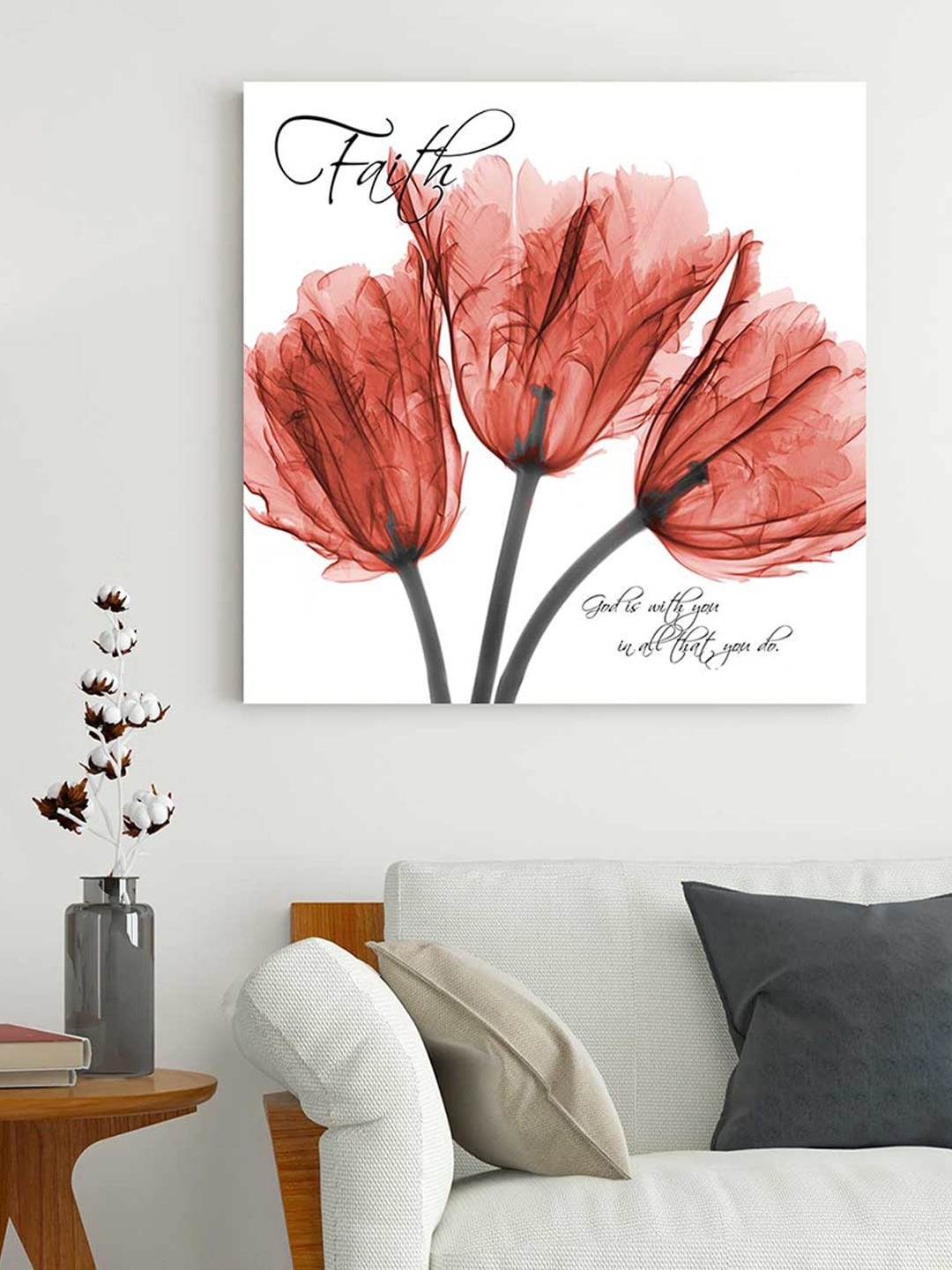 

Art Street White Floral Printed Painting Canvas Wall Art