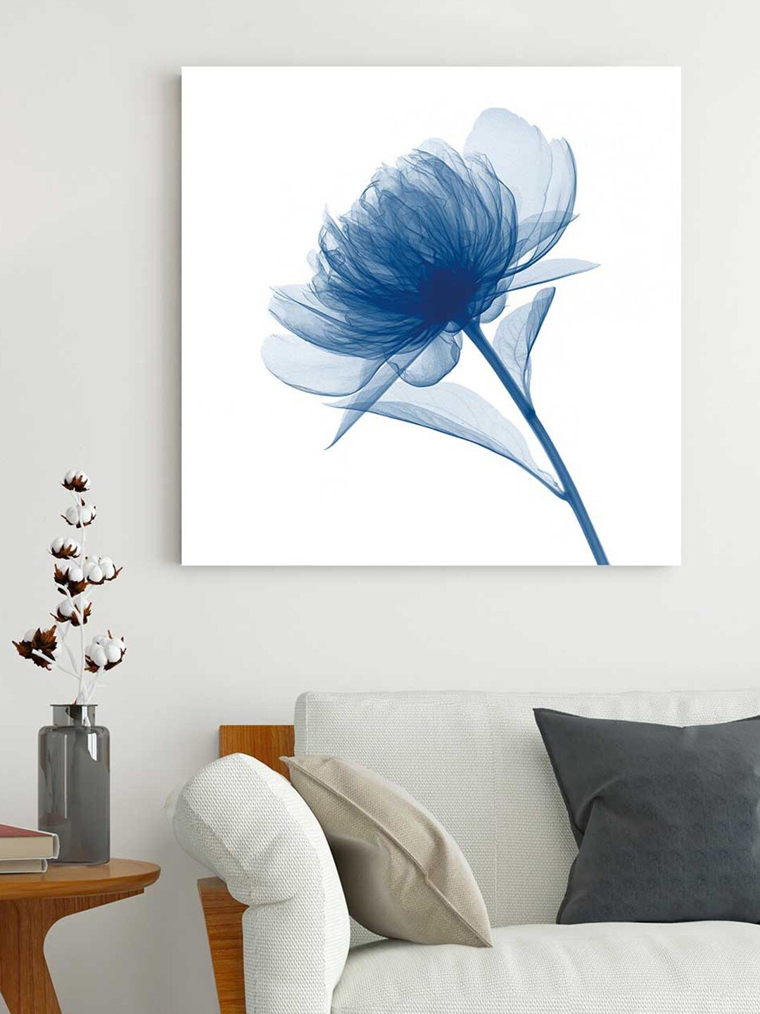 

Art Street White & Blue Abstract Floral Framed Wall Painting
