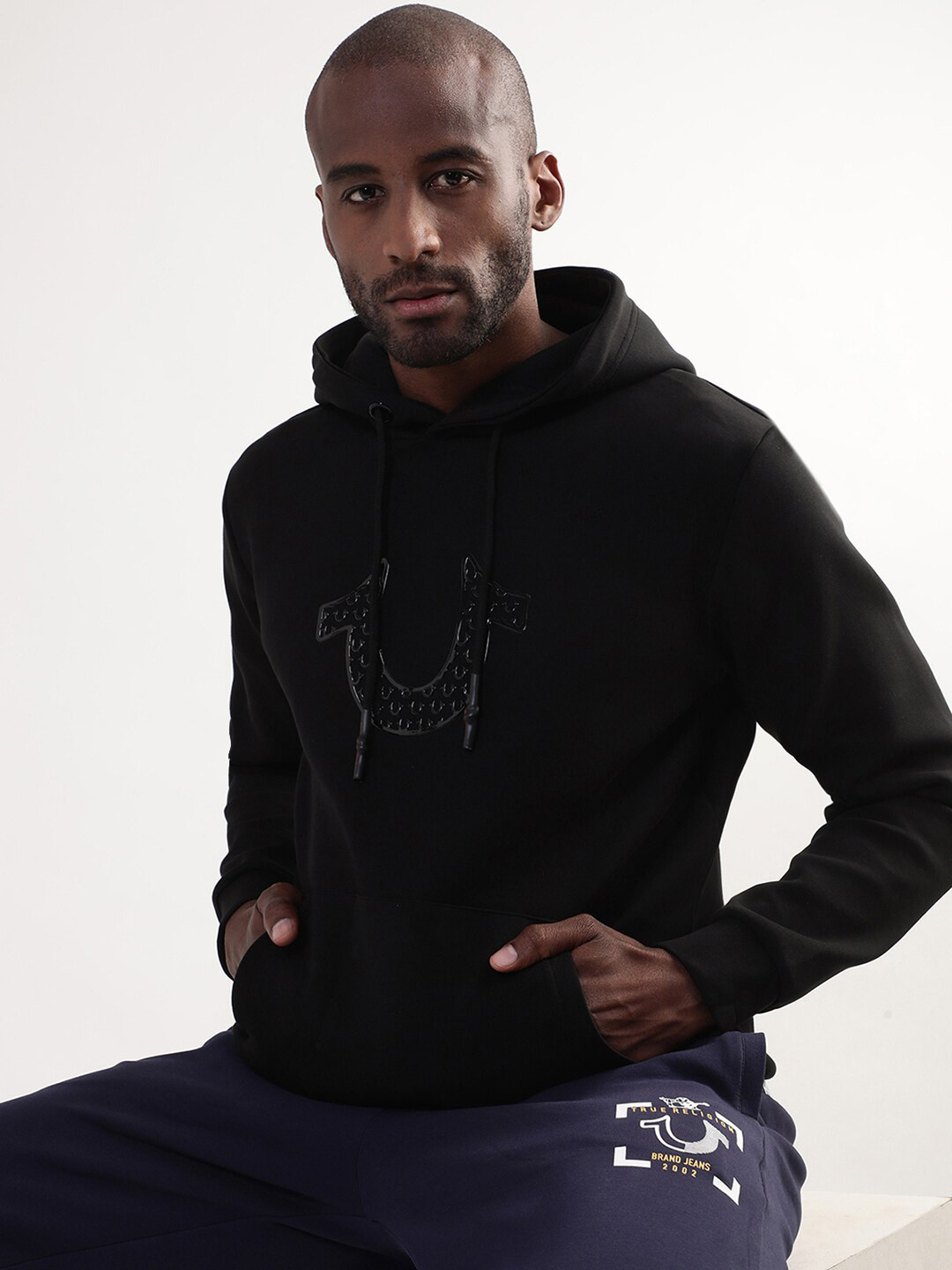 

True Religion Men Black Hooded Sweatshirt