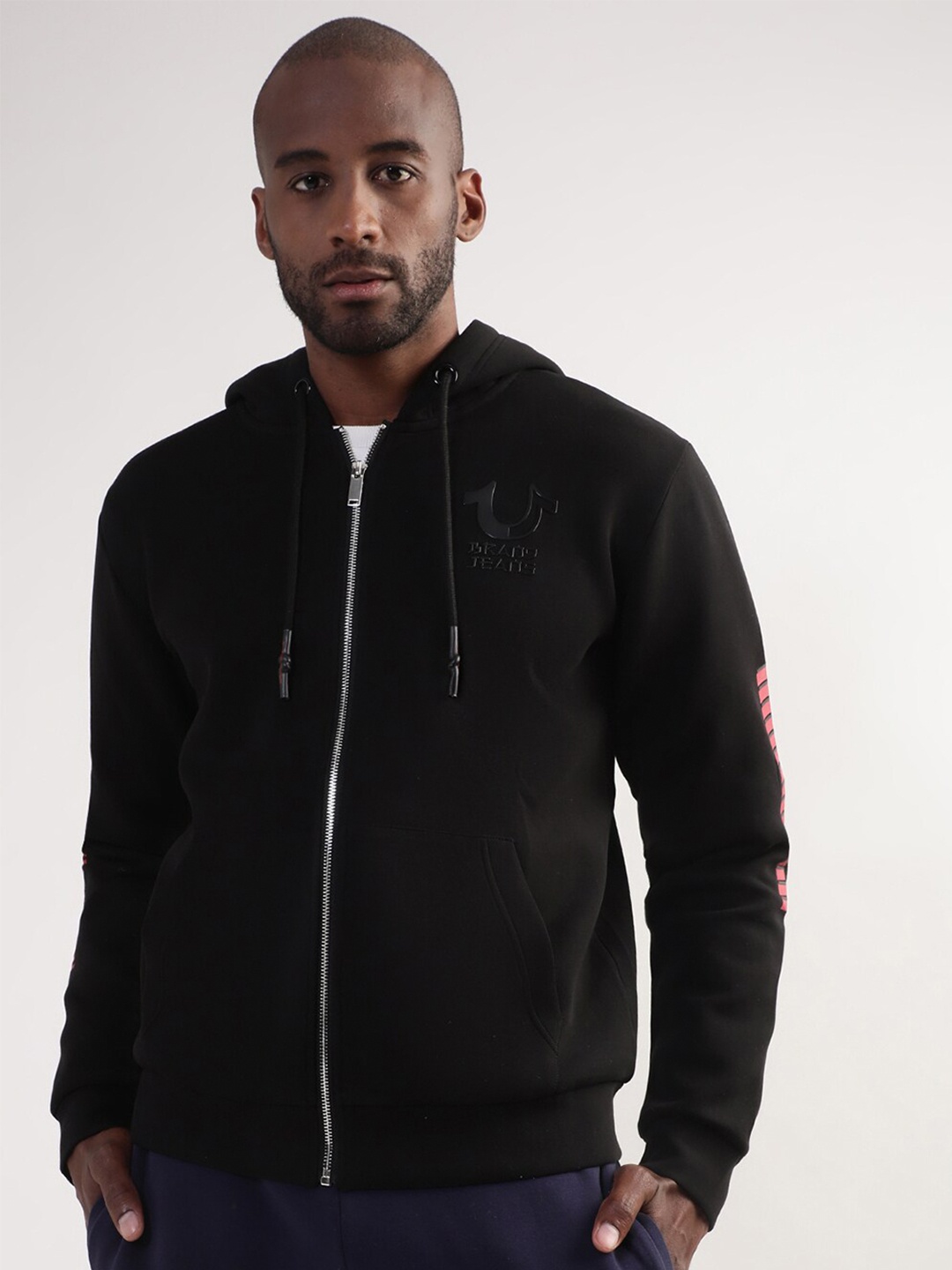 

True Religion Men Black Hooded Sweatshirt