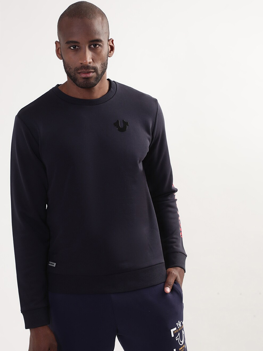 

True Religion Men Navy Blue Cotton Sweatshirt