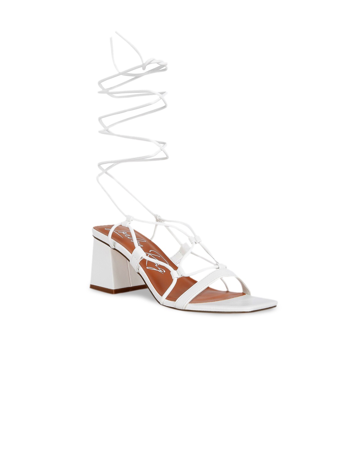 

London Rag White Lace Up High-Top Block Heels