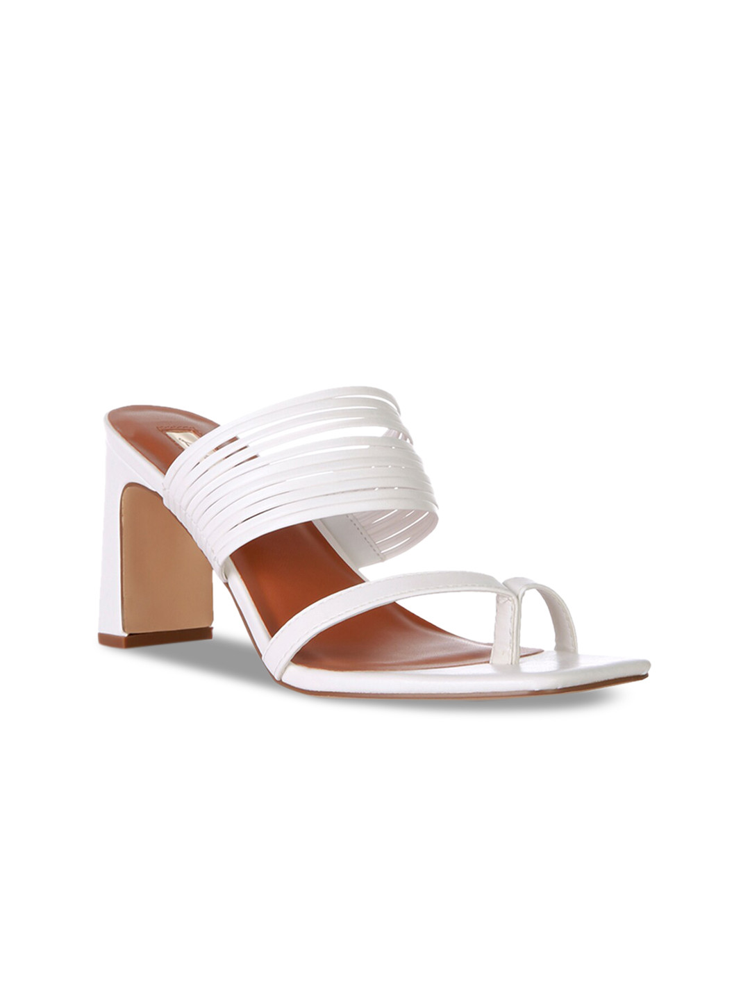 

London Rag White PU Block Heels