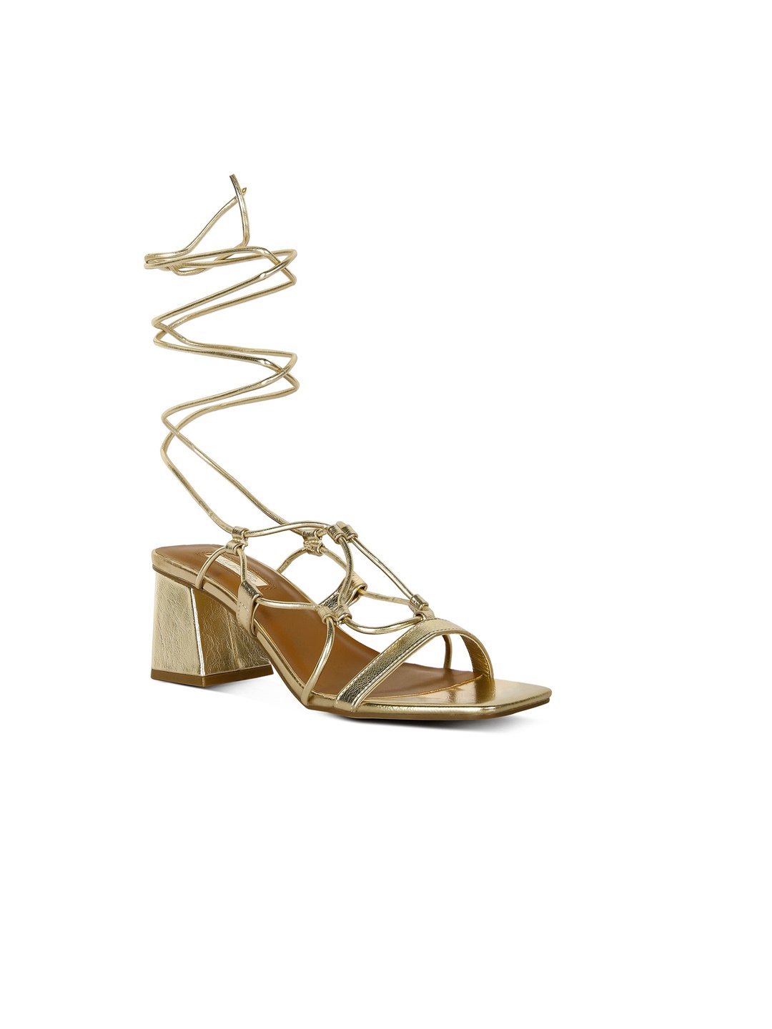 

London Rag Gold-Toned Lace Up Party High-Top Block Heels