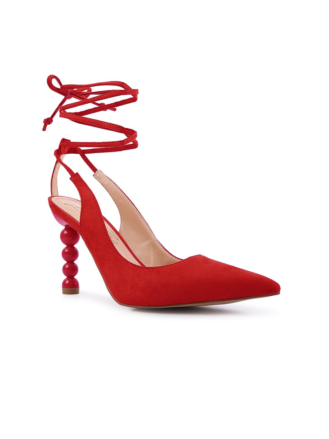 

London Rag Red Suede High-Top Block Mules