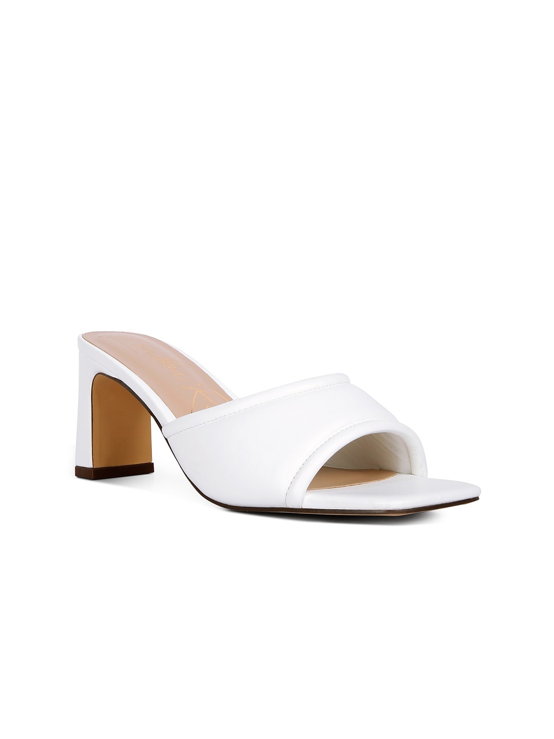 

London Rag White Solid PU Block Heels