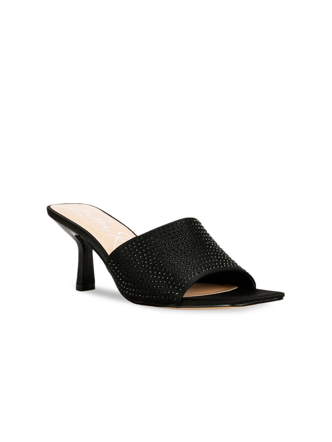 

London Rag Black Embellished PU Block Heels