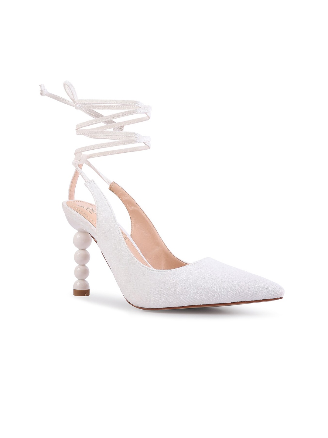 

London Rag White Suede High-Top Block Mules