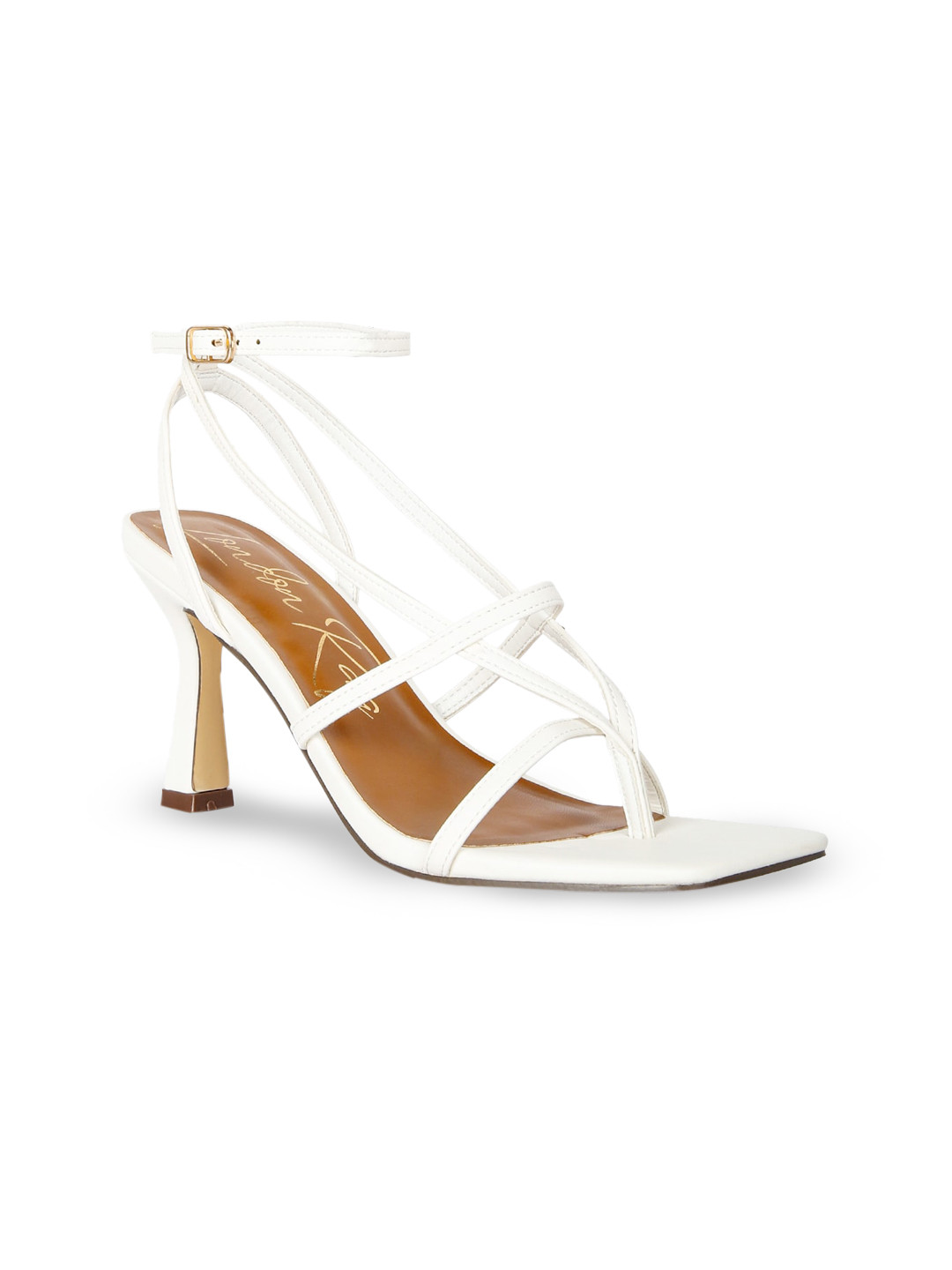 

London Rag White Solid PU Block Heels