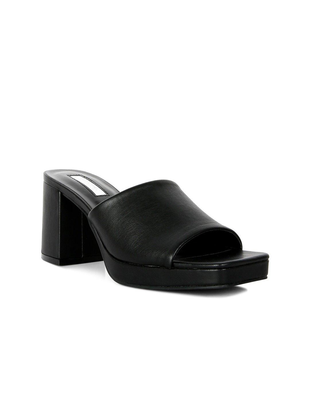 

London Rag Black Solid Block Mules Heels