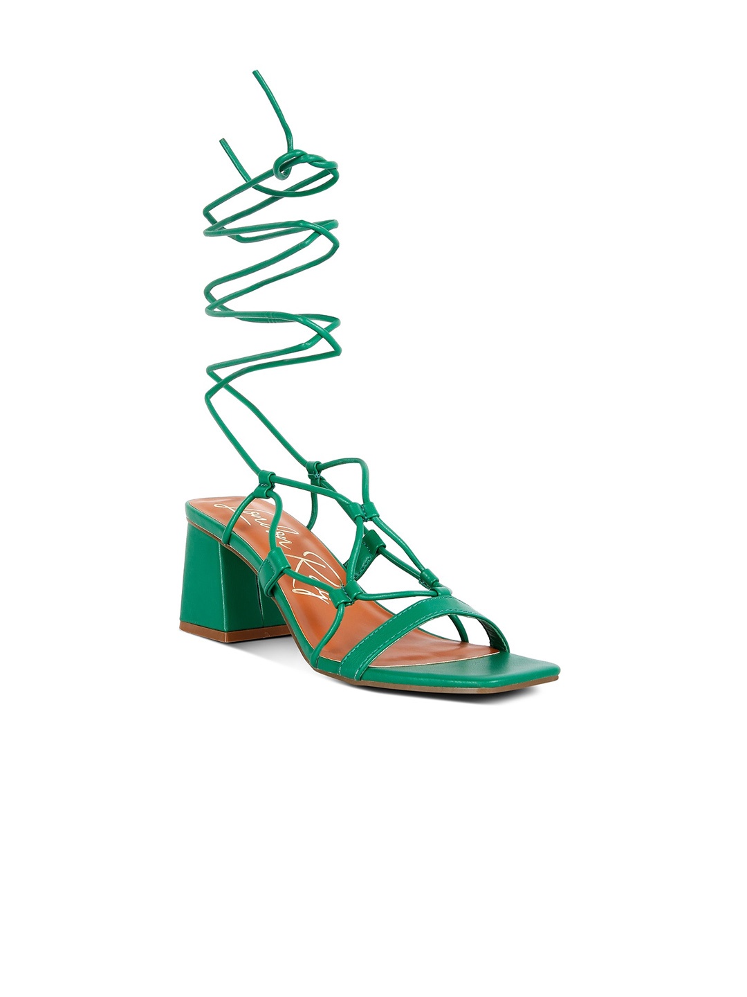 

London Rag Green Solid Party High-Top Block Gladiators Heels