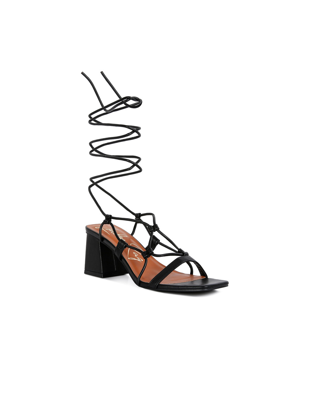 

London Rag Black Solid Party High-Top Block Gladiators Heels