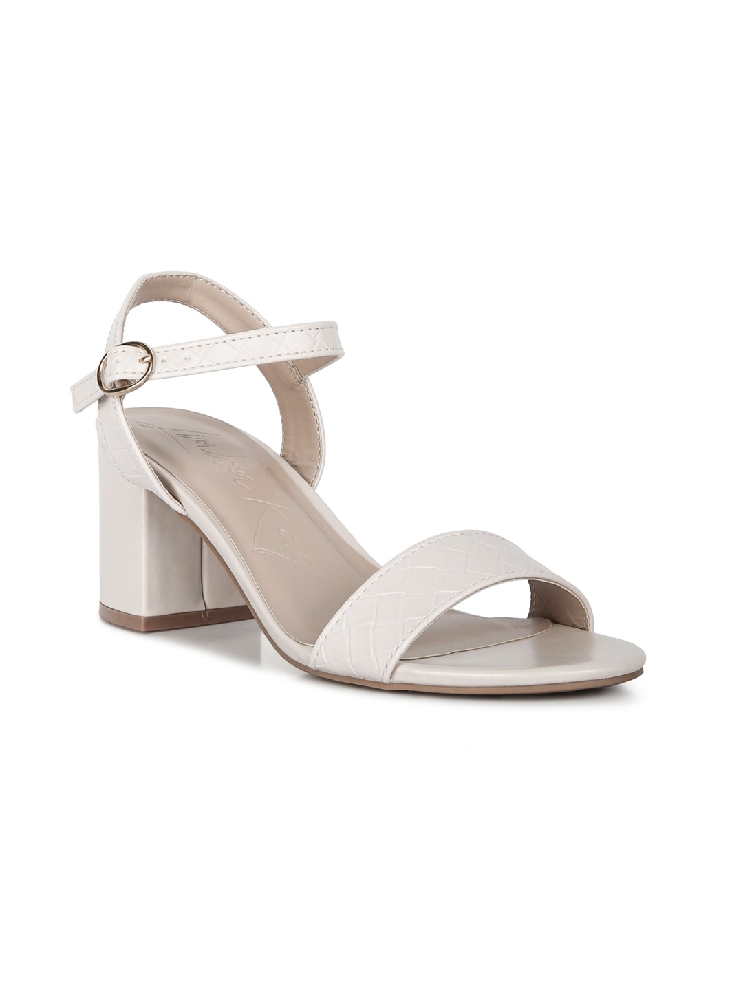 

London Rag Cream-Coloured Solid Block Heels with Buckles