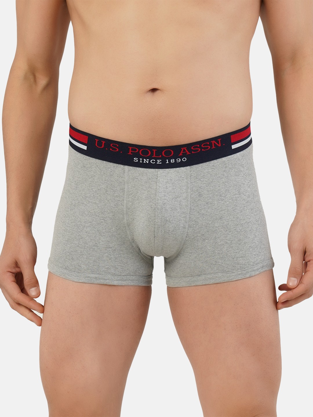 

U.S. Polo Assn. Men Grey Melange Solid Cotton Trunk