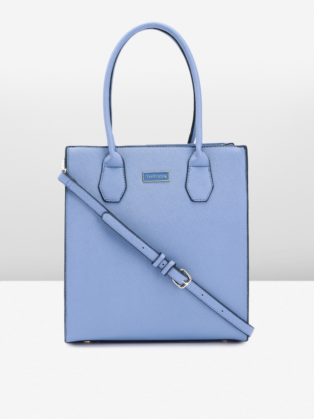 

Van Heusen Solid PU Structured Handheld Bag, Blue