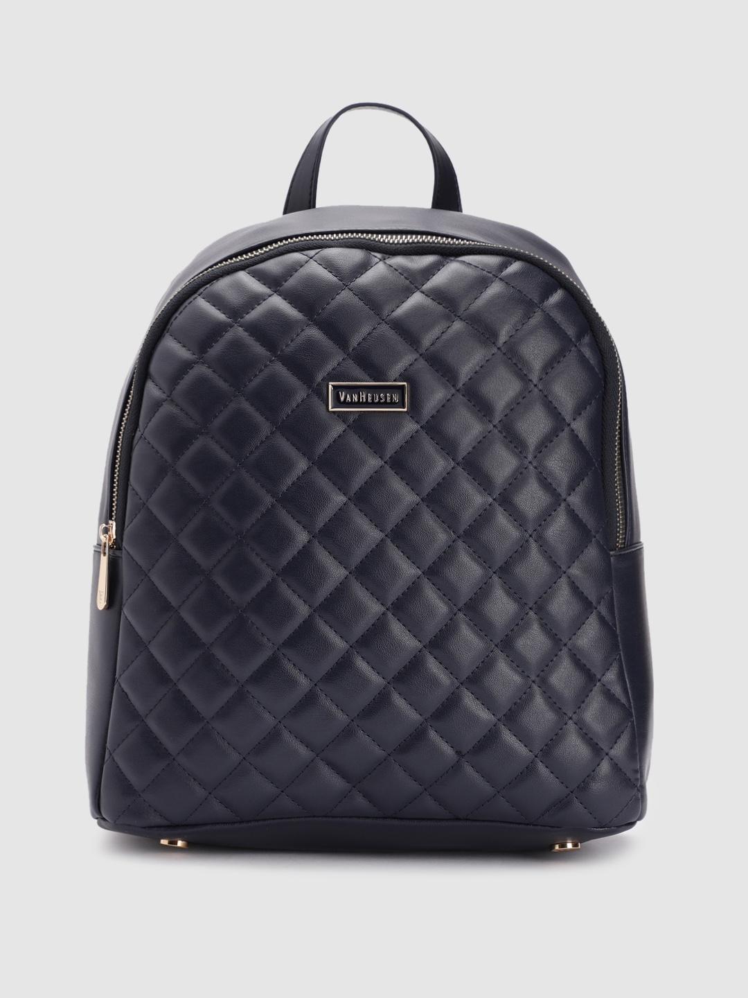

Van Heusen Women Geometric Textured Quilted Backpack, Navy blue