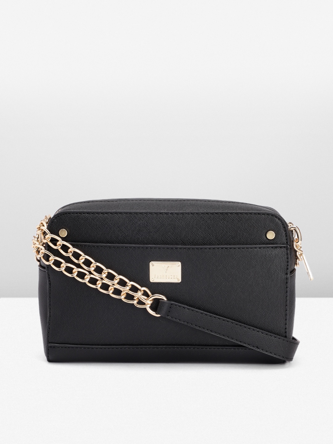 

Van Heusen Solid PU Structured Sling Bag, Black