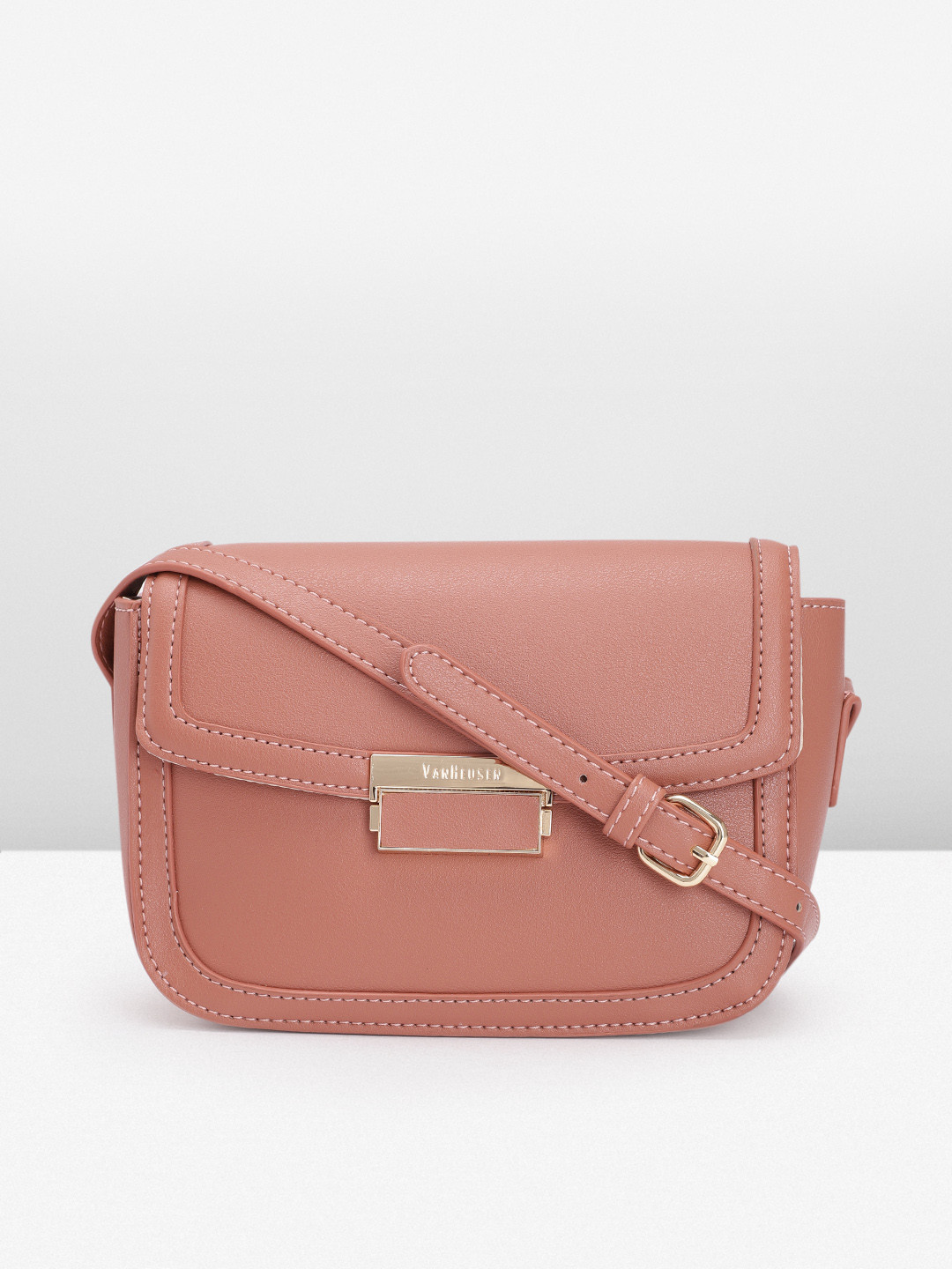 

Van Heusen Solid PU Structured Sling Bag, Rust
