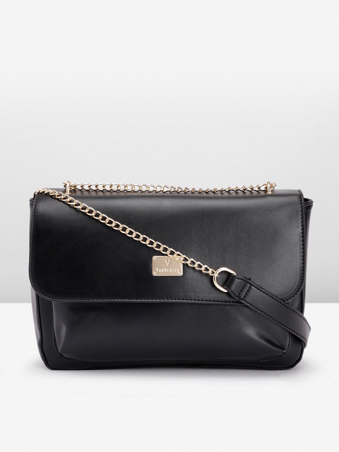 

Van Heusen Solid PU Structured Sling Bag, Black