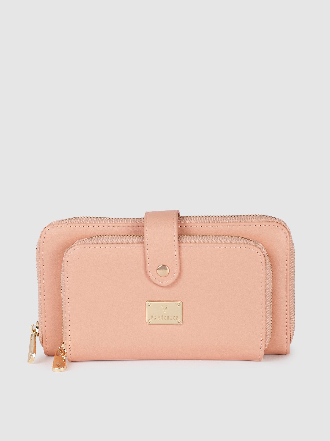 

Van Heusen Women Solid PU Zip Around Wallet, Peach