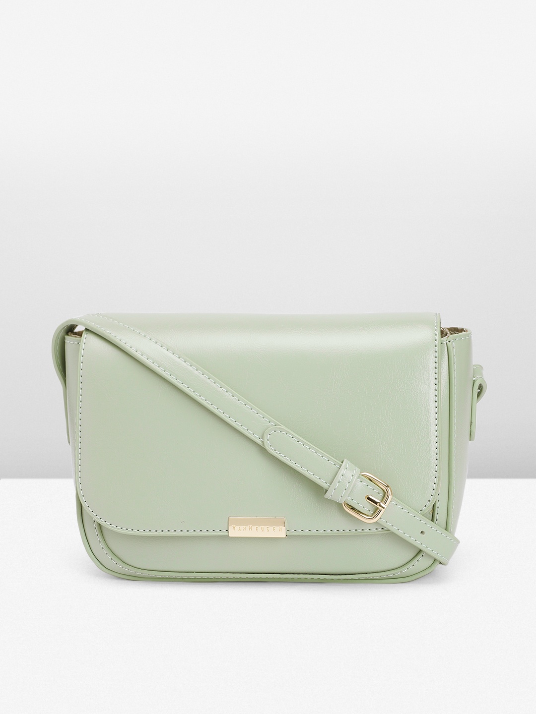 

Van Heusen Solid PU Structured Sling Bag, Green