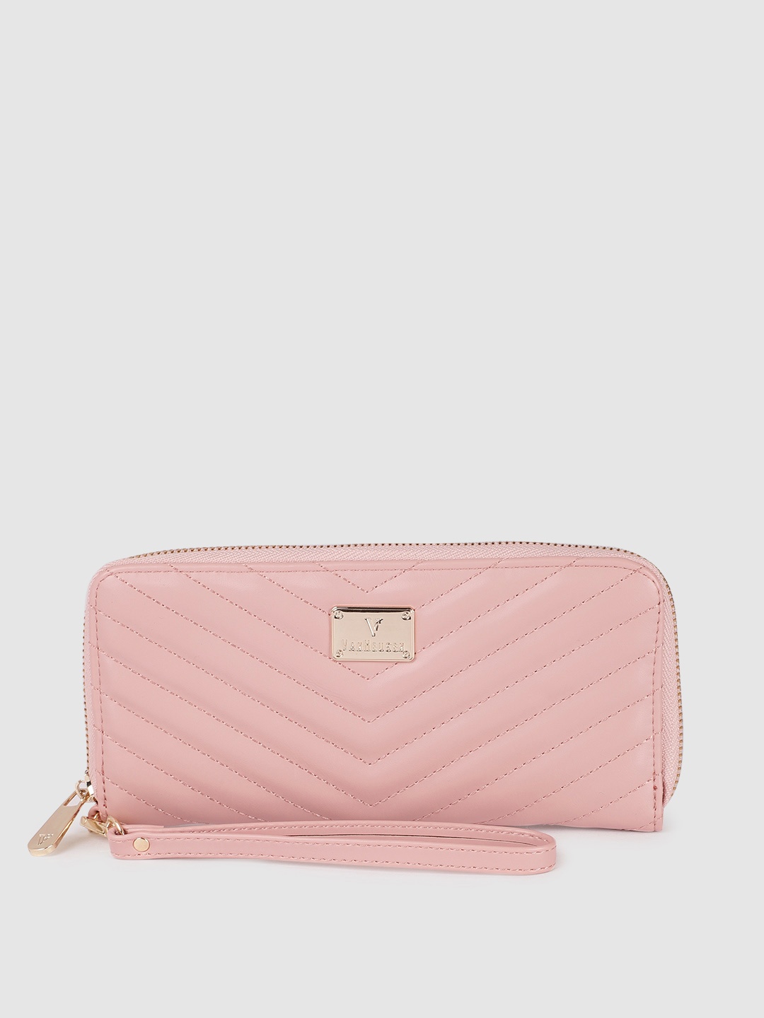 

Van Heusen Women Chevron Textured Quilted PU Zip Around Wallet With Wrist Loop, Pink