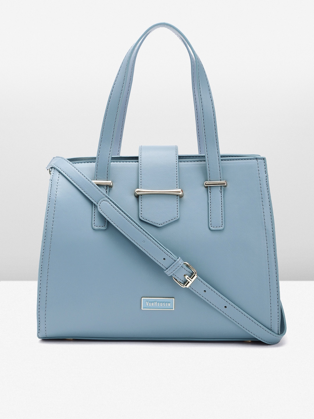 

Van Heusen Solid PU Structured Handheld Bag, Blue