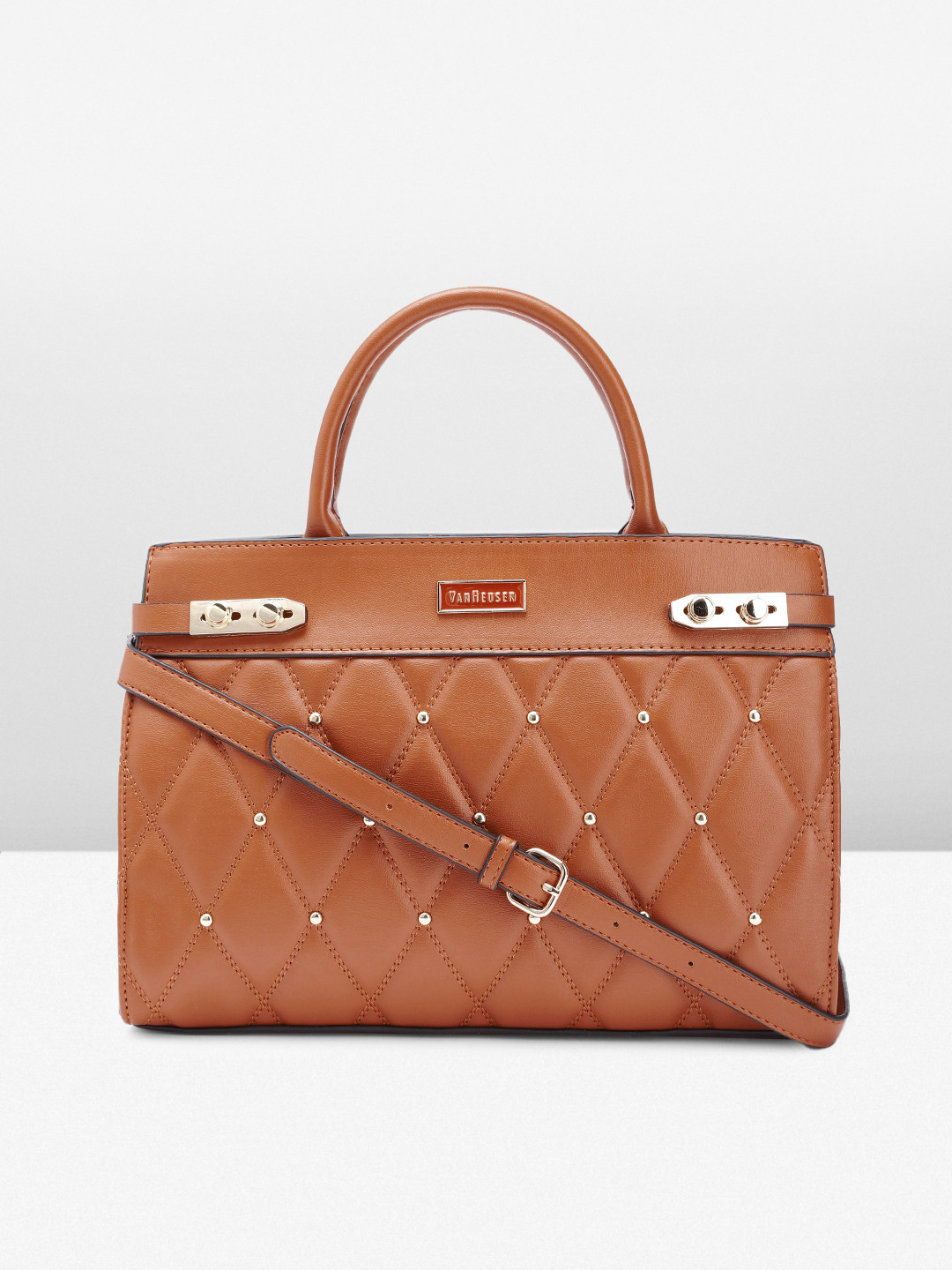 

Van Heusen Structured Handheld Bag with Quilted Detail, Orange