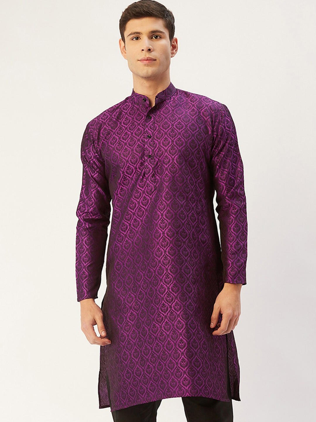 

Jompers Men Ethnic Motifs Woven Design Regular Kurta, Purple