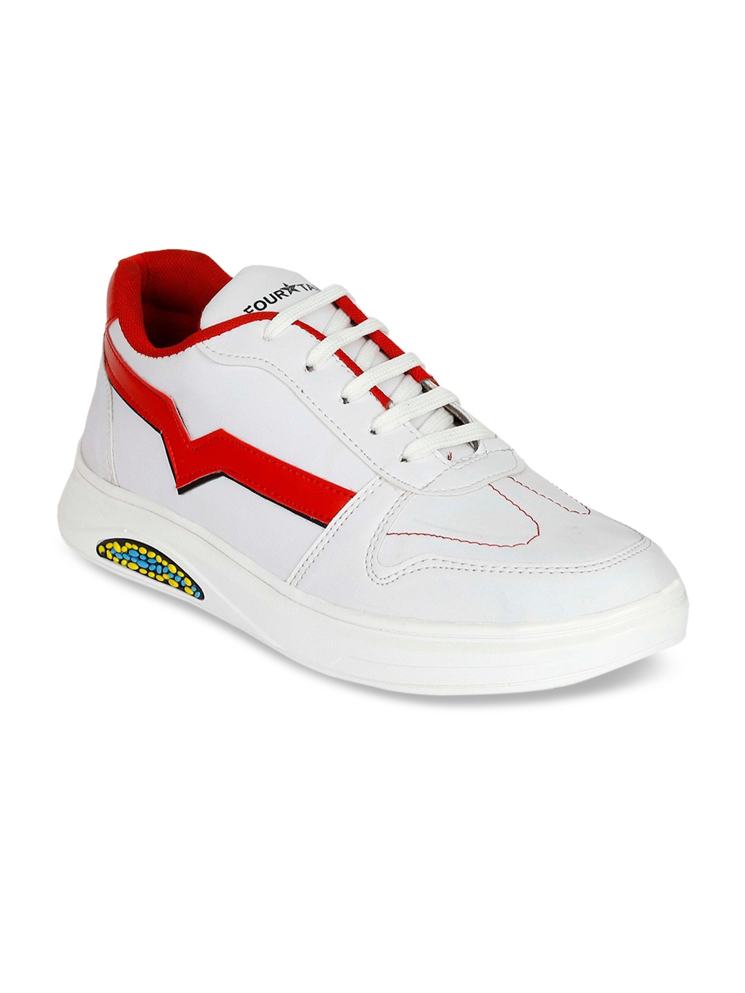 

FOUR STAR TRUCK SALES Men White & Red Waterproof Lining Casual Sneakers