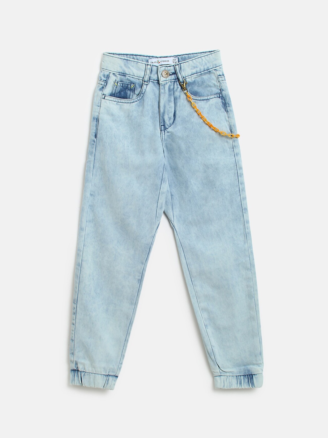 

TALES & STORIES Boys Blue Faded Regular Fit Cotton Joggers Trousers