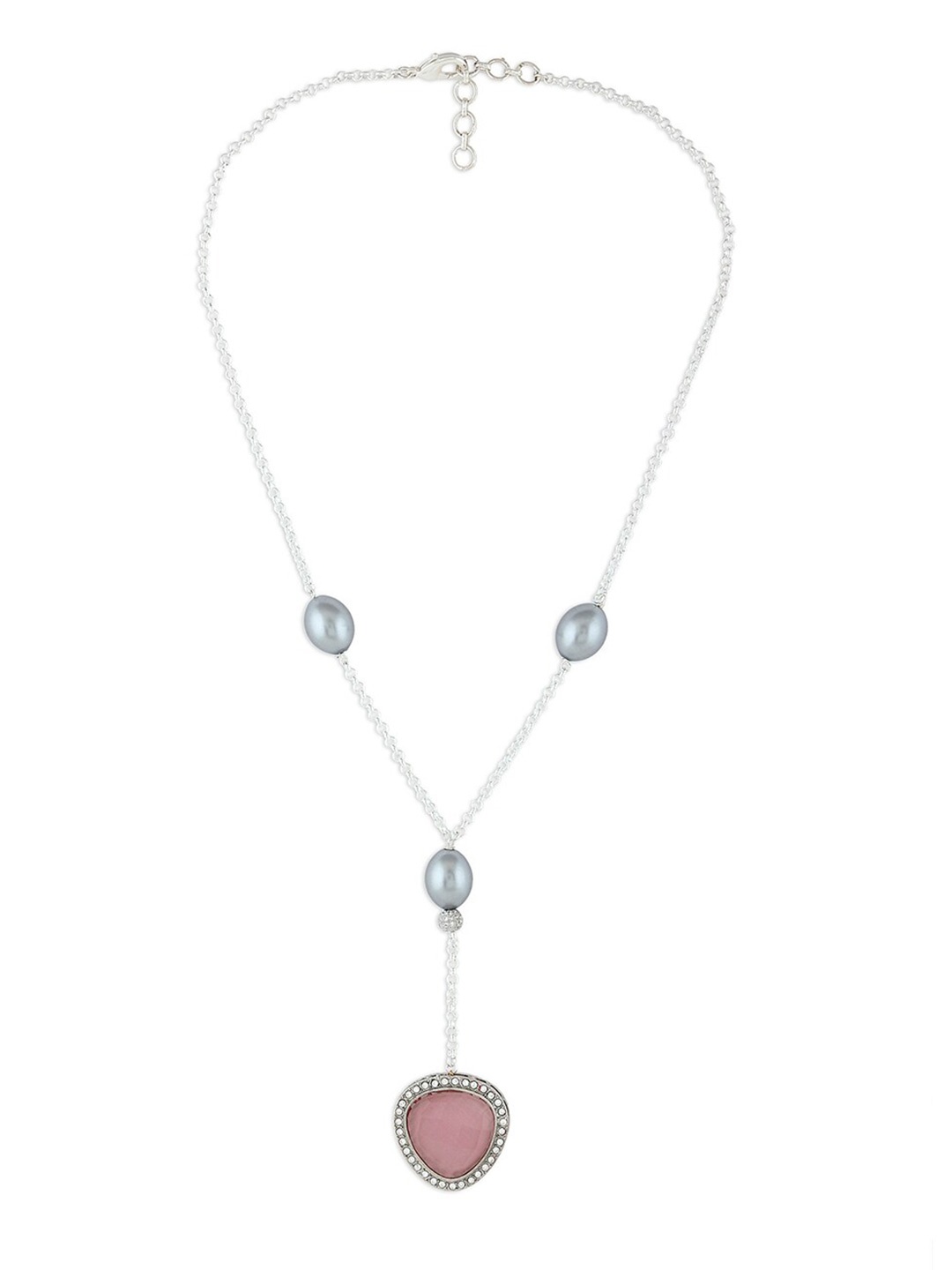 

Ahaanya Pink Agate Necklace With Pearls