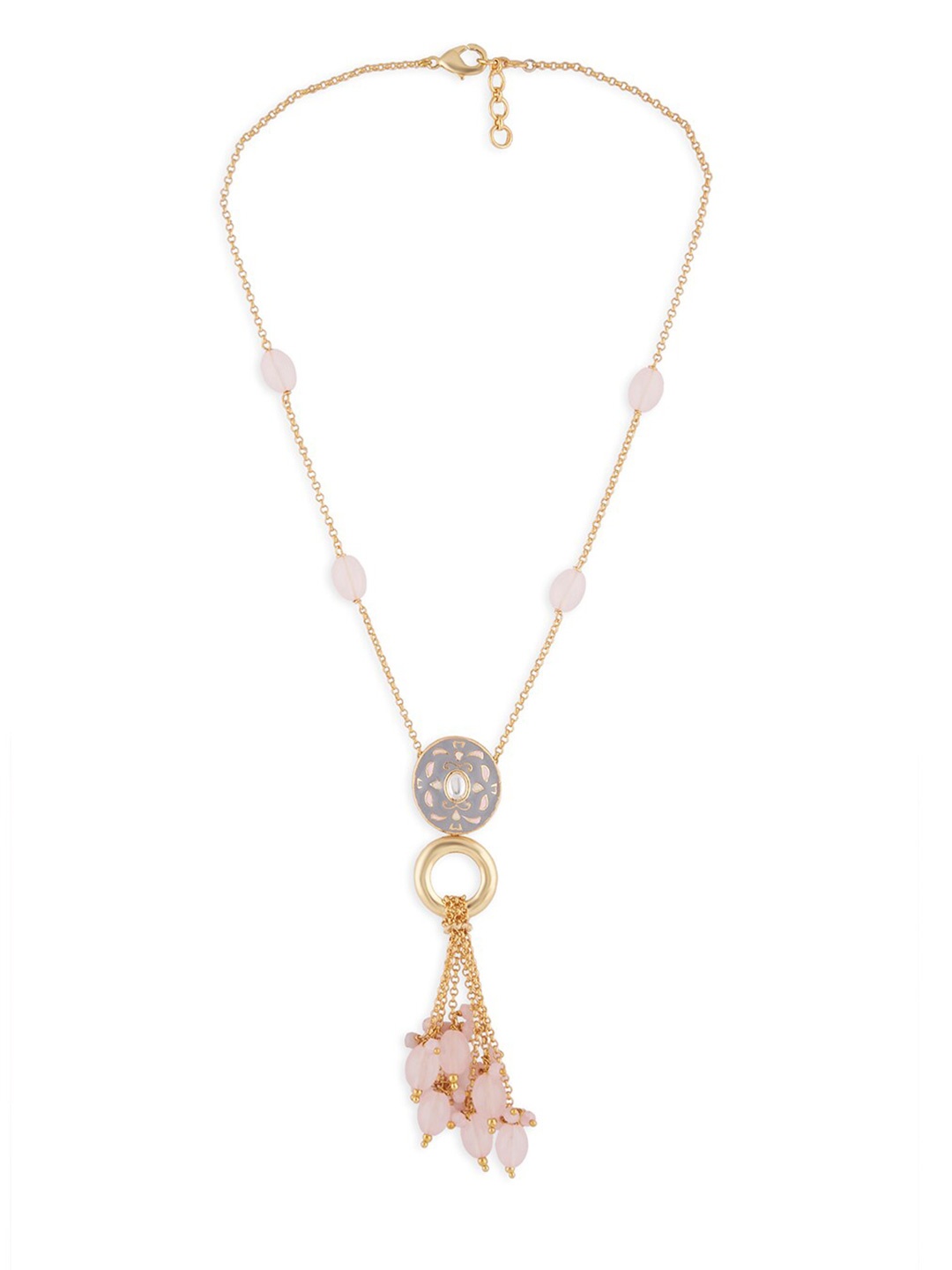 

Ahaanya Gold-Toned & Pink Enamel And Kundan Polki Necklace With Agates