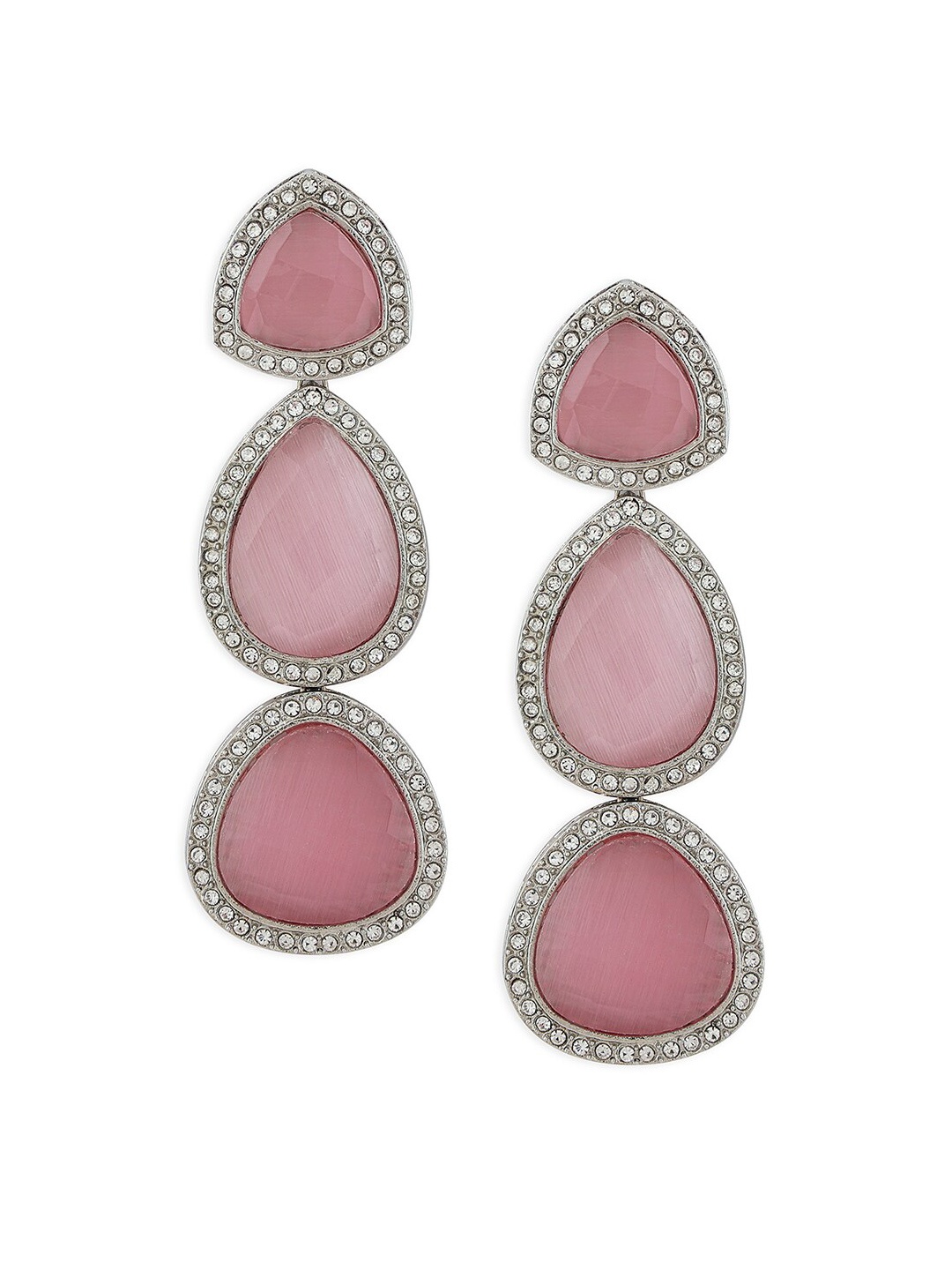 

Ahaanya Pink Agates Contemporary Drop Earrings