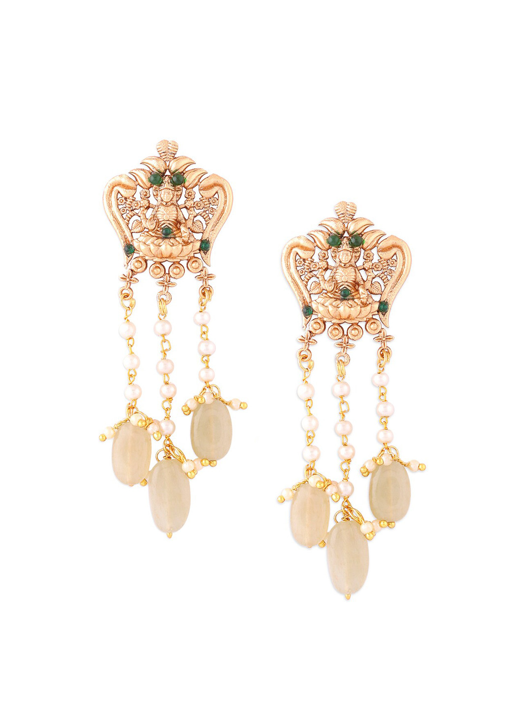 

Ahaanya Gold-Toned Contemporary Kundan Drop Earrings