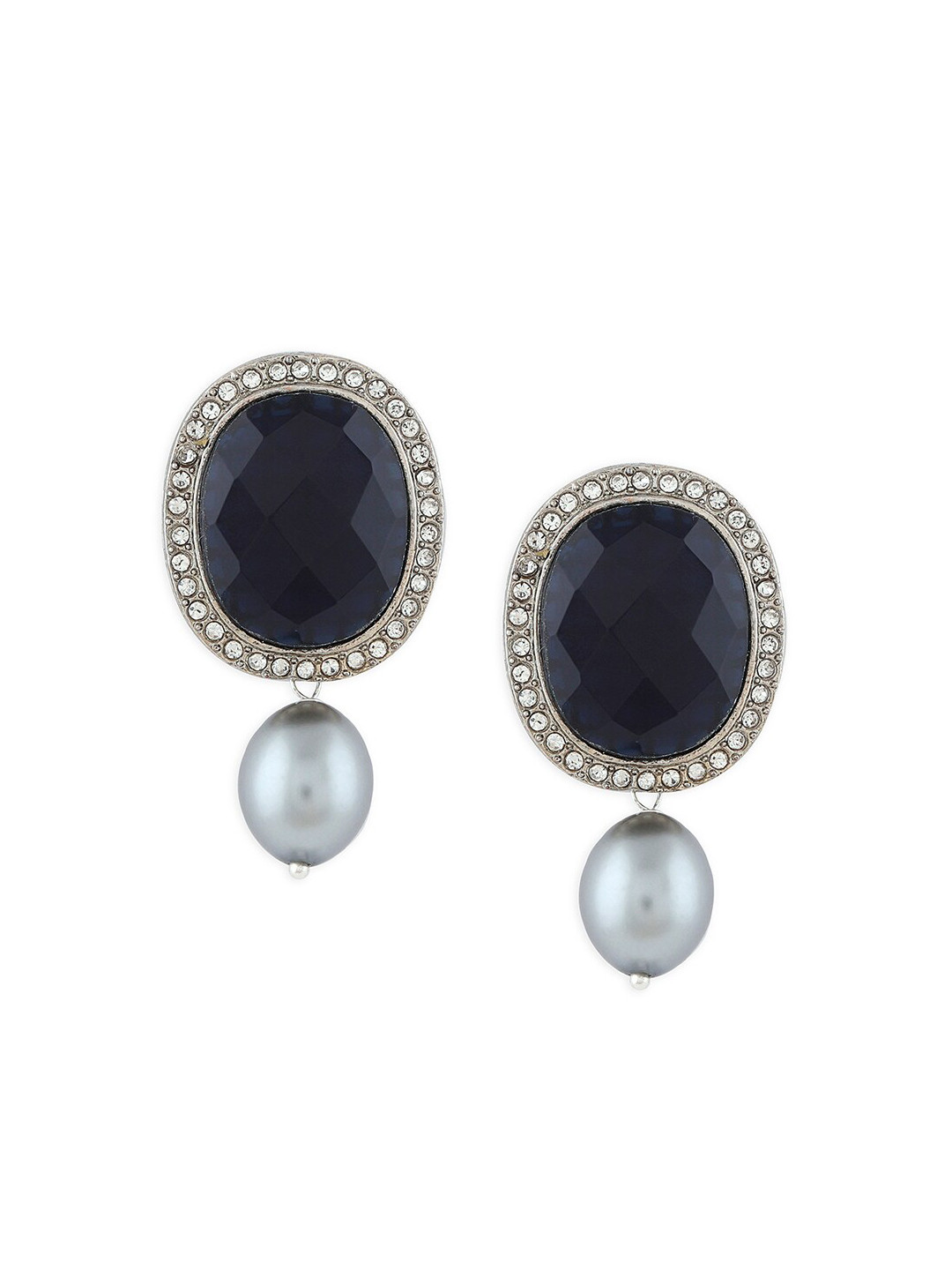 

Ahaanya Navy Blue Agates Contemporary Drop Earrings