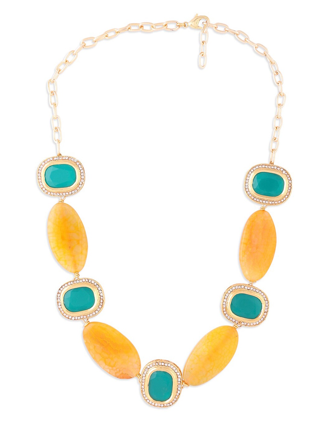

Ahaanya Gold-Plated & Green Agate Choker Necklace