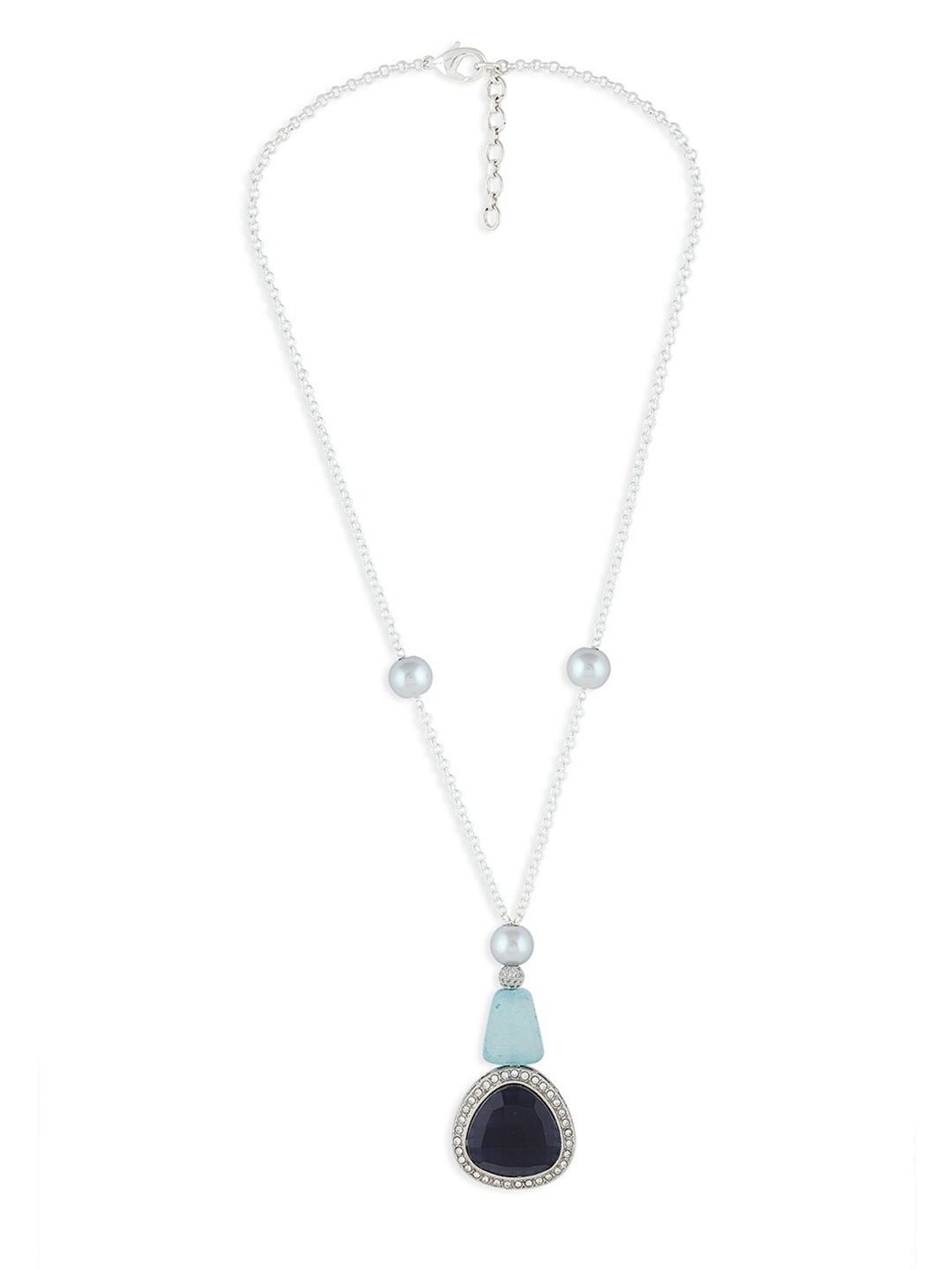 

Ahaanya Gold-Toned & Blue Brass Necklace With Pearls