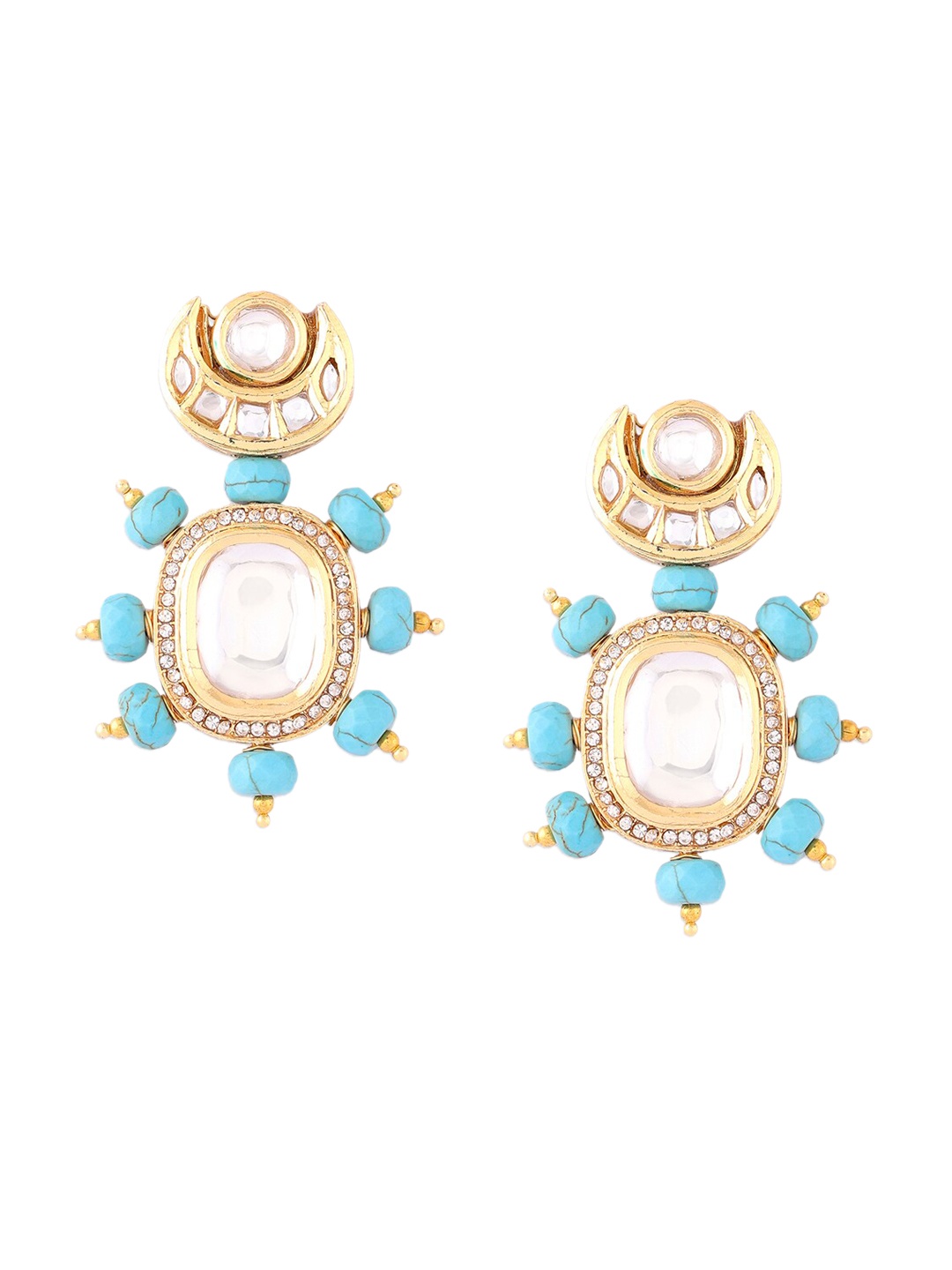 

Ahaanya Gold-Toned Contemporary Kundan Drop Earrings