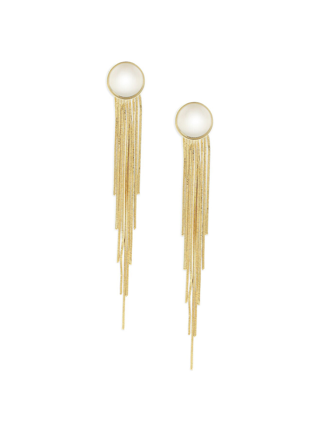 

Ahaanya White Contemporary Chain Drop Earrings With Pearl