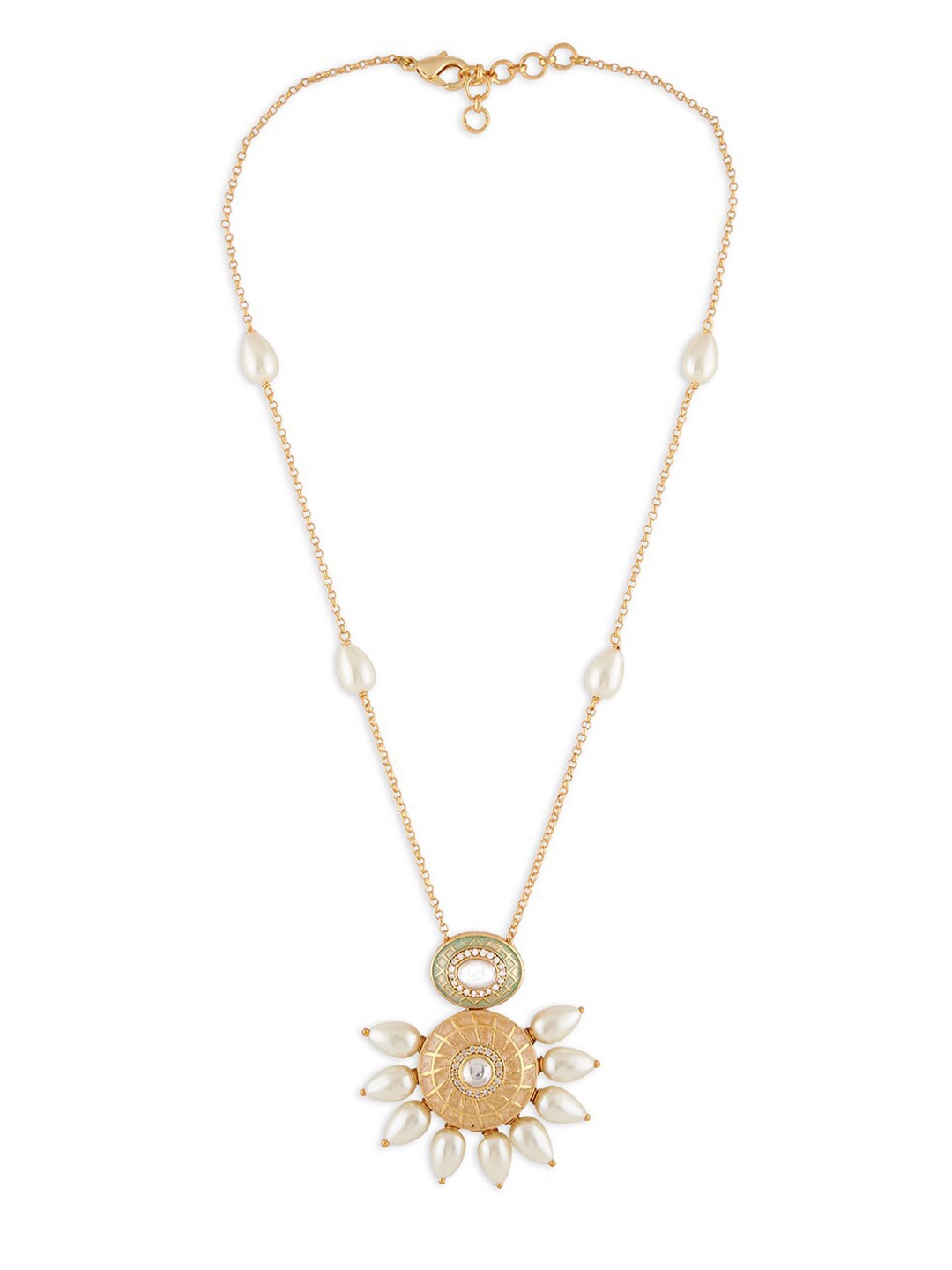 

Ahaanya Gold-Toned & White Brass Kundan Polki Necklace