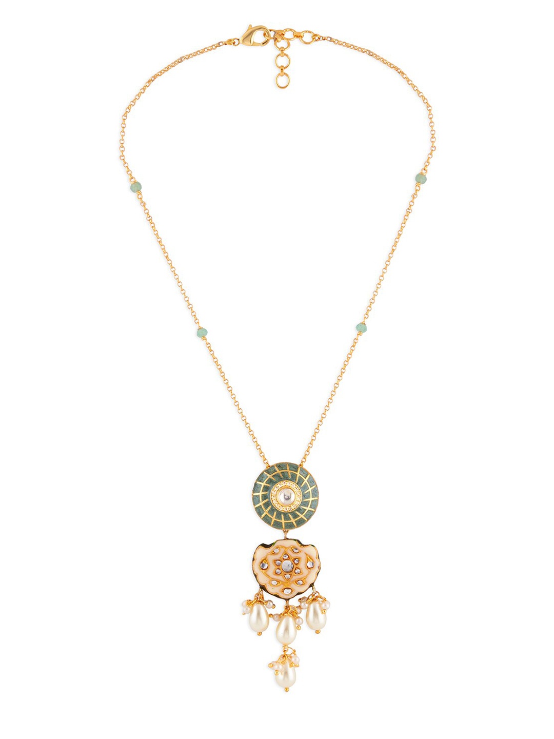 

Ahaanya Gold-Plated Brass Kundan Polki Necklace