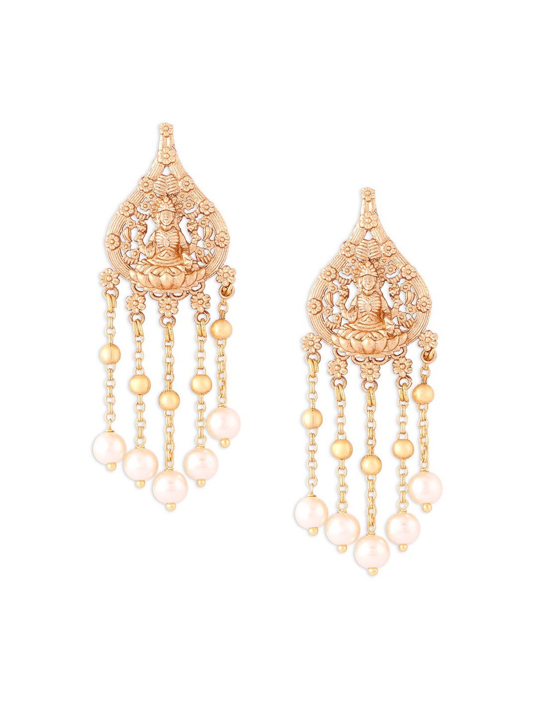 

Ahaanya Gold-Plated Contemporary Drop Earrings