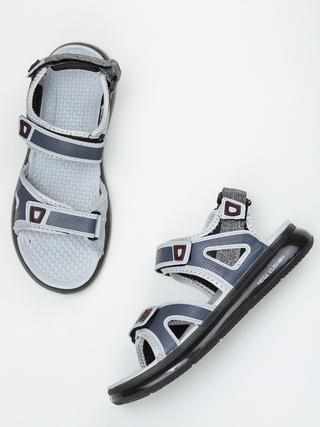 

ABROS Men Grey & Blue Synthetic Comfort Sandals