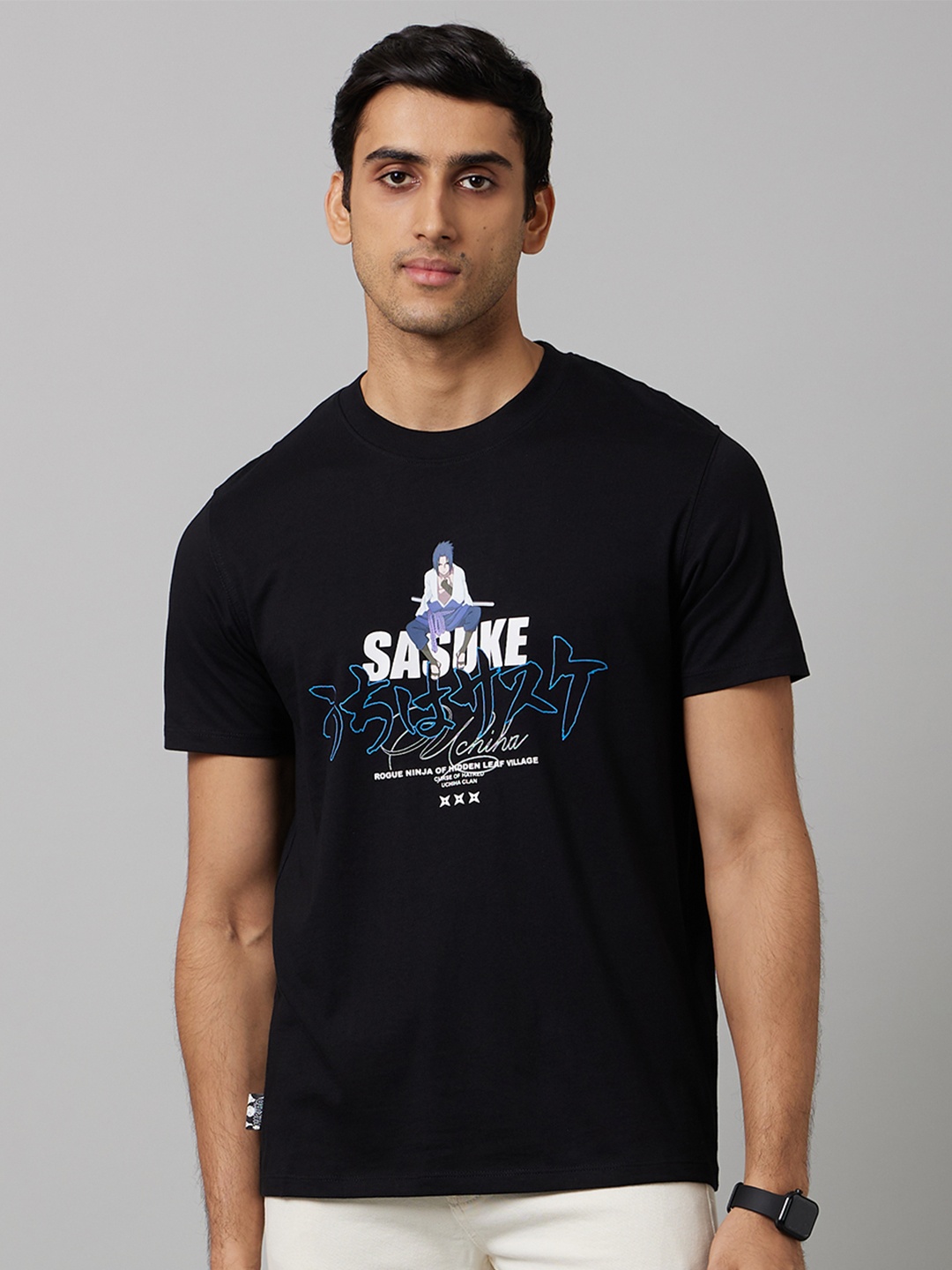 

Celio Men Black Printed Applique T-shirt