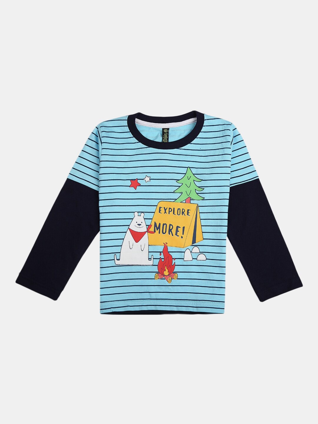 

V-Mart Kids Blue & Black Striped Pure Cotton T-shirt with Pyjama