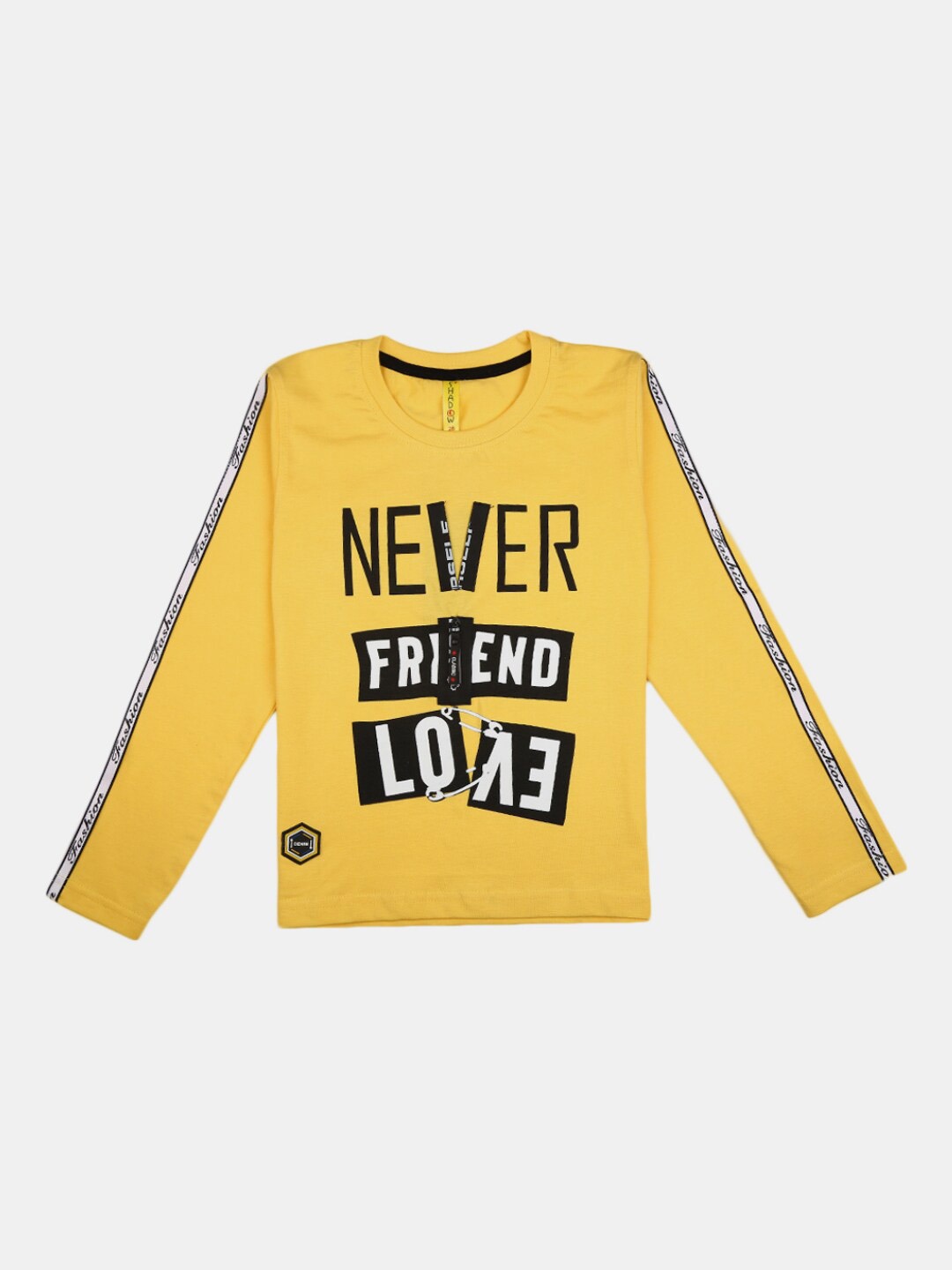 

V-Mart Kids Mustard Yellow & Black Printed Pure Cotton T-shirt with Pyjamas