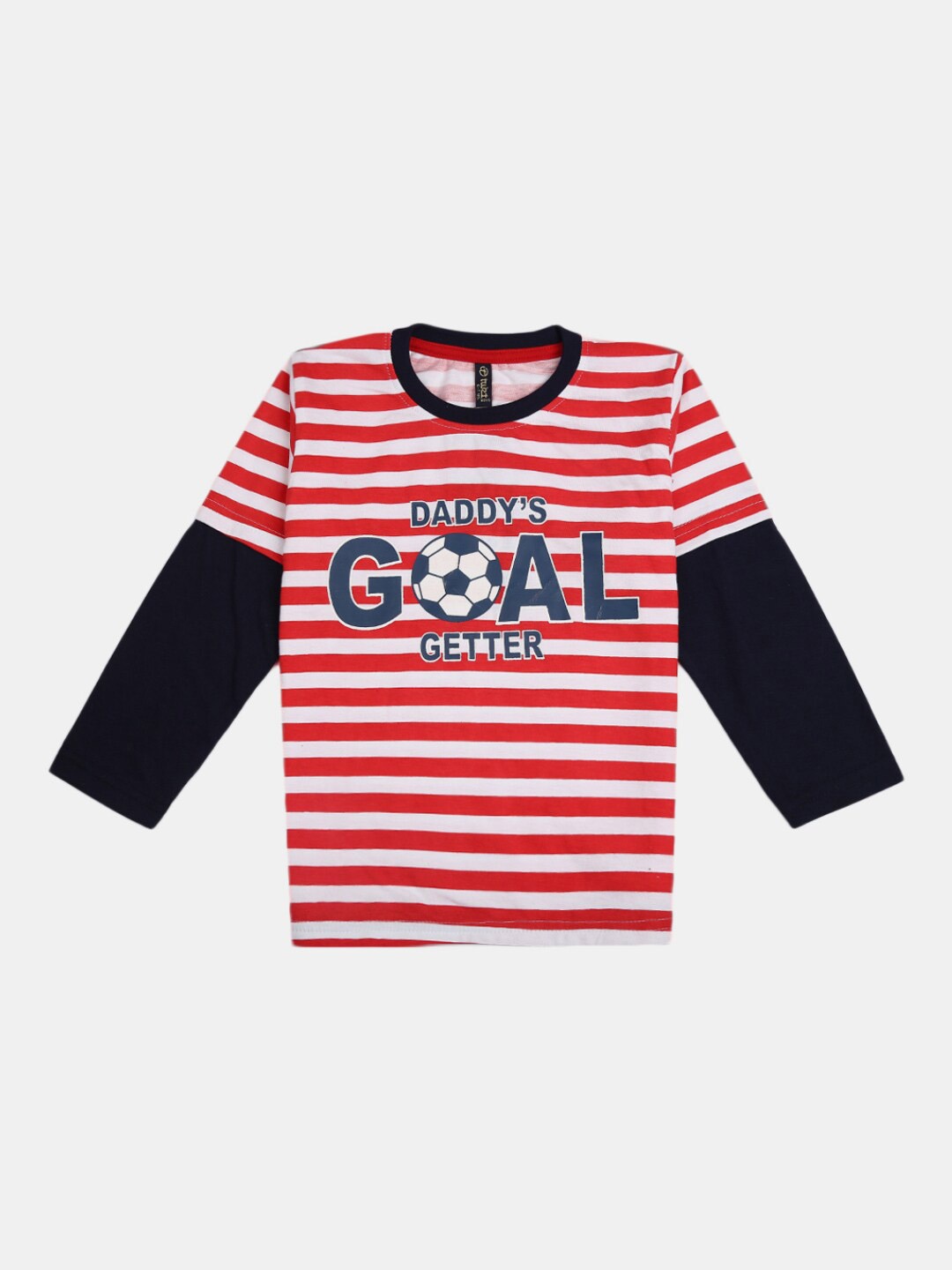 

V-Mart Kids White & Red Striped Pure Cotton T-shirt with Pyjamas