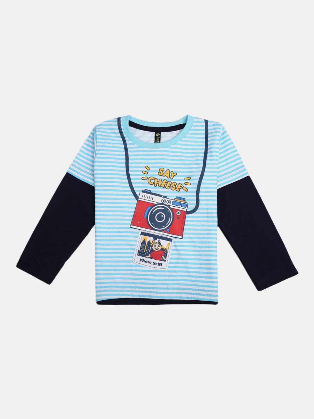 

V-Mart Unisex Kids Navy Blue & White Printed Pure Cotton T-shirt with Pyjamas
